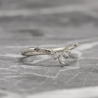 White and Black Diamond Wedding Ring, Flora Setting, Platinum