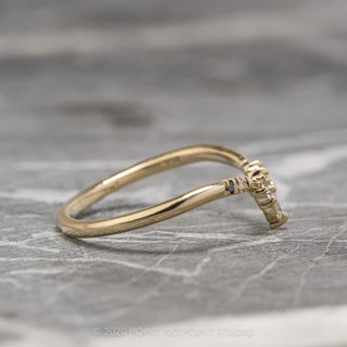 White and Black Diamond Wedding Ring, Flora Setting, 14K Yellow Gold