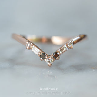 Paloma Wedding Ring, 7 Black & White Diamond, Round Band