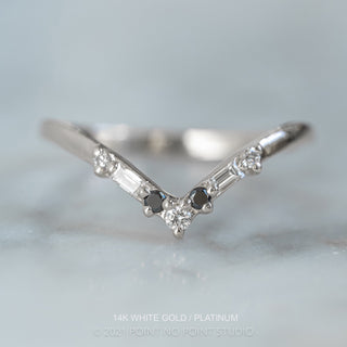 Paloma Wedding Ring, 7 Black & White Diamond, Round Band