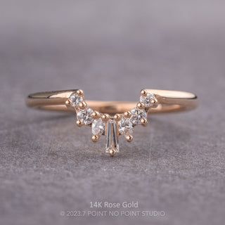 Petite Sage Wedding Ring, 7 Diamond