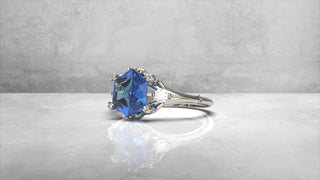 Custom Hexagon Sapphire Cat Engagement Ring