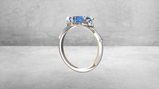 Custom Hexagon Sapphire Cat Engagement Ring