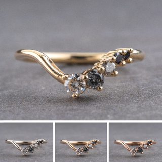 Raine Basket Wedding Ring, 5 Ombre Diamond, Round Band