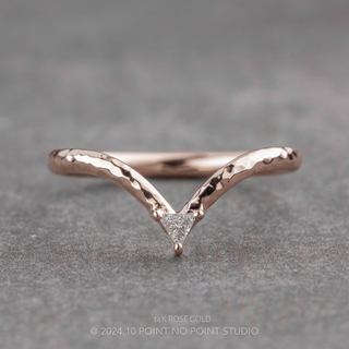 Beth Wedding Ring, Triangle Diamond, Round Hammered Band women's wedding band, Point No Point Studio. Eco-friendly, Recycled Metals, Conflict Free.
