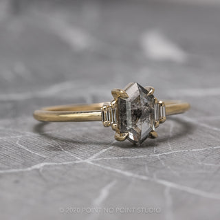 1.78 Carat Salt and Pepper Hexagon Diamond Engagement Ring, Betty Setting