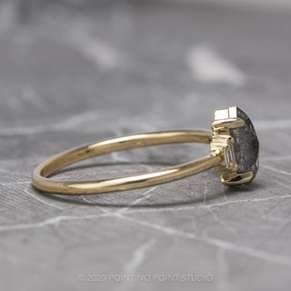 1.78 Carat Salt and Pepper Hexagon Diamond Engagement Ring, Betty Setting