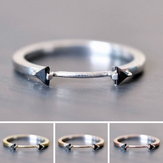 Blake Wedding Ring Cuff, 2 Black Triangle Diamond