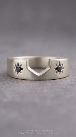 Estrella Wedding Ring, 2 Black Diamond, 5mm Matte