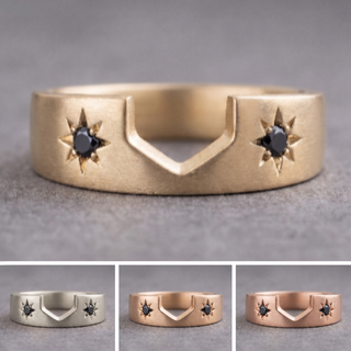 Estrella Wedding Ring, 2 Black Diamond, 5mm Matte