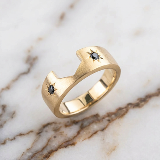 Estrella Wedding Ring, 2 Black Diamond, 5mm Matte
