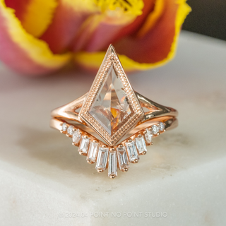 V-Shaped Carly Wedding Band, 14K Peach Gold