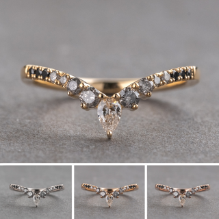 Cassiopeia Wedding Ring, 15 Ombre Diamond