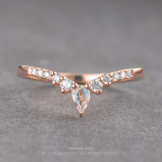 Cassiopeia Wedding Ring, Pear Moonstone and Diamonds, 11