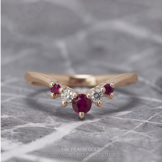 Catherine Wedding Ring, 5 Ruby and Diamond, Loaf Band