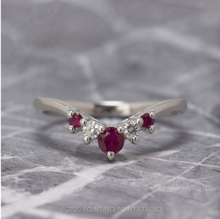 Catherine Wedding Ring, 5 Ruby and Diamond, Loaf Band