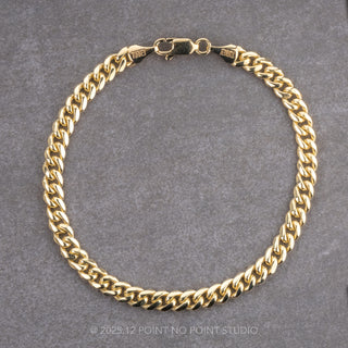 5mm Miami Cuban Curb, 8" Chain Bracelet, 14k Yellow Gold