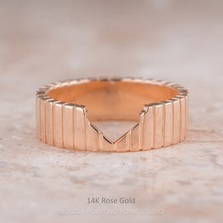 Ellipse Notched Wedding Ring, 6mm Polished