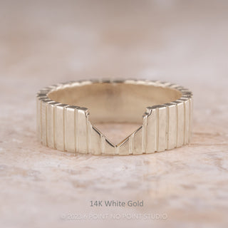Ellipse Notched Wedding Ring, 6mm Polished