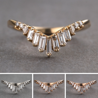 Carly Wedding Ring, 13 Diamond, V-Shaped Contour