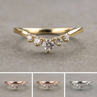 Catherine Wedding Ring, 5 Diamond, Loaf Band