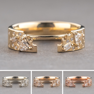Celeste Wedding Ring Cuff, 21 Diamond, 5mm Polished women's wedding band, Point No Point Studio. Eco-friendly, Recycled Metals, Conflict Free.