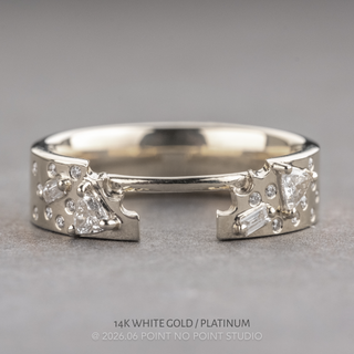 Celeste Wedding Ring Cuff, 21 Diamond, 5mm Polished women's wedding band, Point No Point Studio. Eco-friendly, Recycled Metals, Conflict Free.