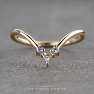 Charlotte Wedding Ring, Triangle Diamond & Tanzanite, Round Band