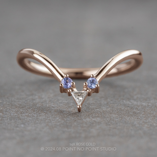 Charlotte Wedding Ring, Triangle Diamond & Tanzanite, Round Band