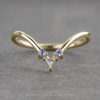 Charlotte Wedding Ring, Triangle Diamond & Tanzanite, Round Band