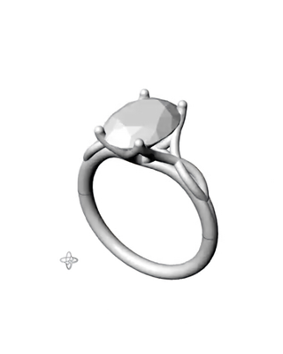 Custom Tulip Basket Oval Salt & Pepper Diamond Madeline Engagement Ring