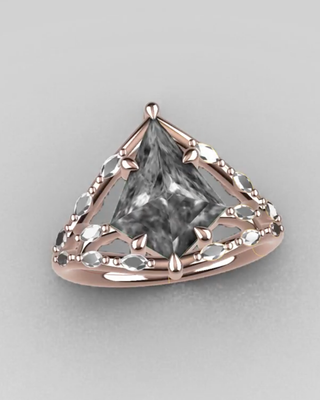Custom Kite Salt and Pepper Winnie Engagement Ring