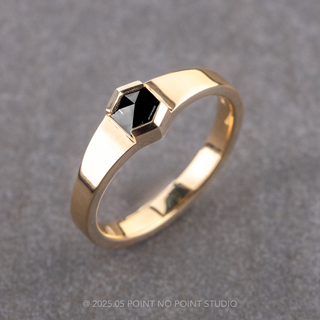 .89 Carat Black Hexagon Diamond Engagement Ring, Cygnus Setting