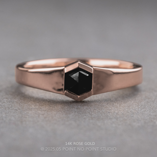 .89 Carat Black Hexagon Diamond Engagement Ring, Cygnus Setting