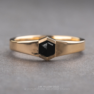 .89 Carat Black Hexagon Diamond Engagement Ring, Cygnus Setting