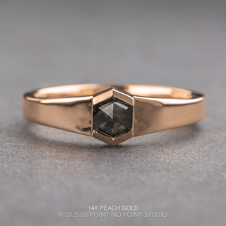 .89 Carat Black Salt and Pepper Hexagon Diamond Engagement Ring, Cygnus Setting