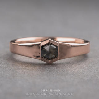 .89 Carat Black Salt and Pepper Hexagon Diamond Engagement Ring, Cygnus Setting