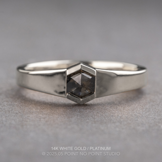 .89 Carat Black Salt and Pepper Hexagon Diamond Engagement Ring, Cygnus Setting