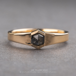 .89 Carat Black Salt and Pepper Hexagon Diamond Engagement Ring, Cygnus Setting