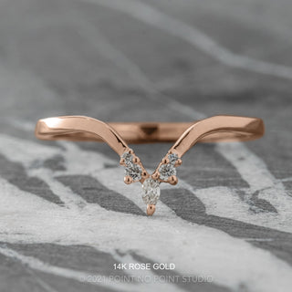 Small Freya Wedding Ring, 5 Diamond, Square Band