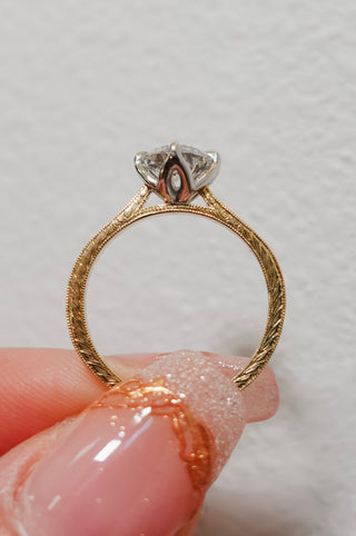 Custom Engraved Tulip Cathedral Engagement Ring