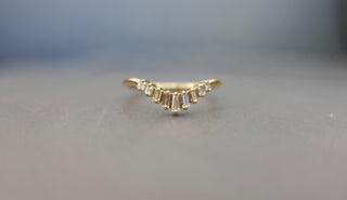 White Baguette and Princess Diamond Wedding Band, Large Wren Setting, 14K Yellow Gold