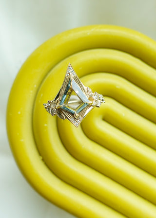 Custom Portrait Cut Sapphire Thistle Engagement Ring