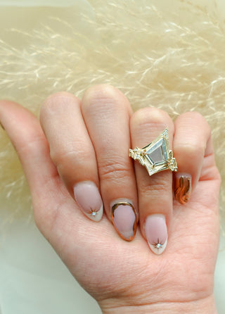 Custom Portrait Cut Sapphire Thistle Engagement Ring