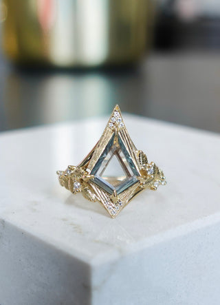 Custom Portrait Cut Sapphire Thistle Engagement Ring