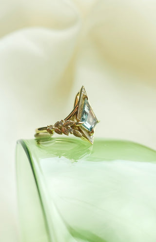 Custom Portrait Cut Sapphire Thistle Engagement Ring