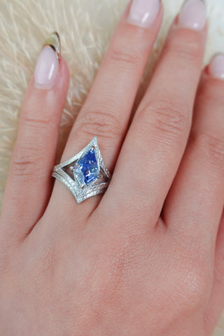 Custom Sapphire Engraved Arwen Engagement Ring