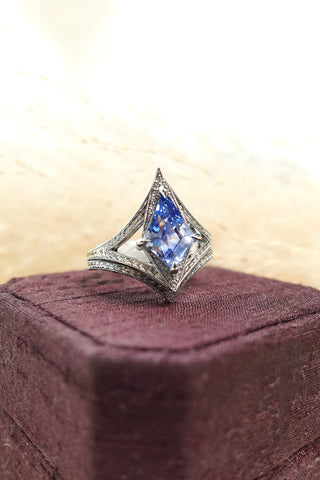Custom Sapphire Engraved Arwen Engagement Ring