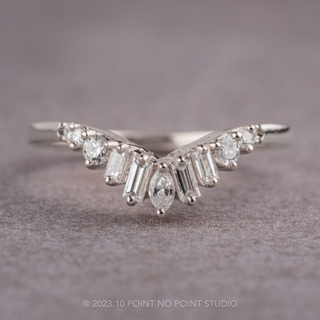 White Diamond Wedding Band, Dove Setting, Platinum