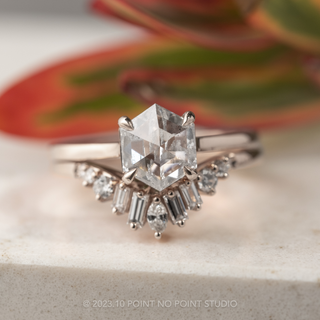 White Diamond Wedding Band, Dove Setting, 14K White Gold